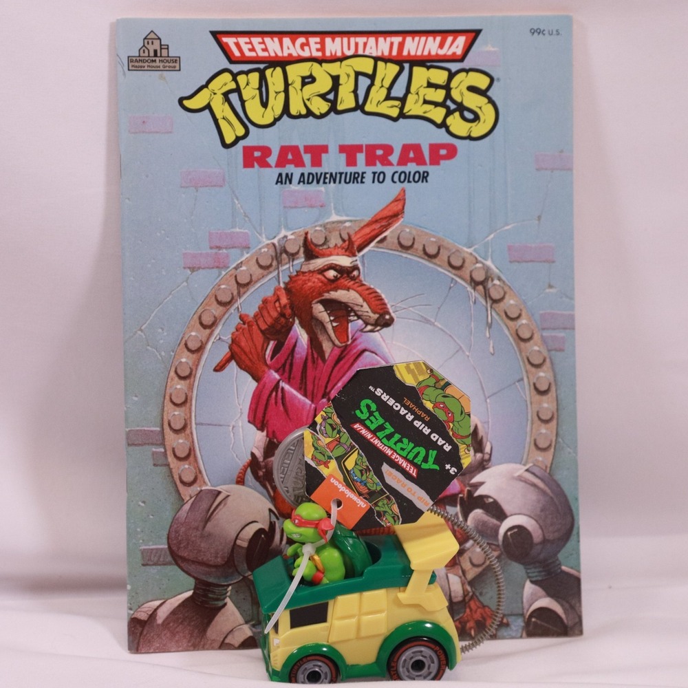 Vintage Teenage Mutant Ninja Turtles Coloring Book 1988 TMNT & Rad Rip Racer Car
